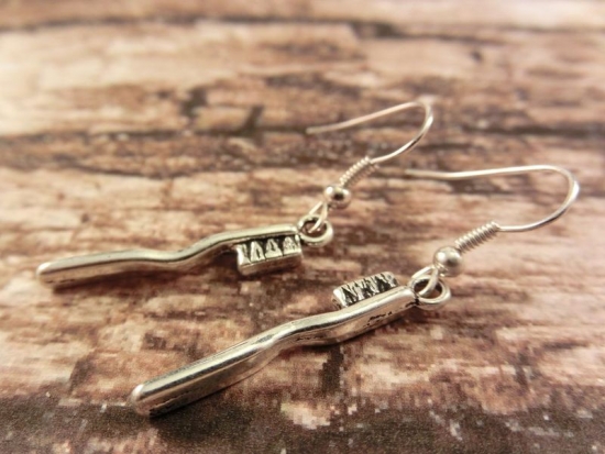 Zahnbürste Ohrringe Vintage Optik Zahnarzt tooth